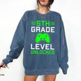 5th Grade Level Unlocked Back To School Gamer Graduation Comfort Colors Sweatshirt Denim