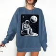 Aesthetic Spaceman Astronaut On The Moon Space Introvert Comfort Colors Sweatshirt Denim