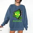 Alien Face Ew People UFO Introvert Meme Men Women Kids Comfort Colors Sweatshirt Denim