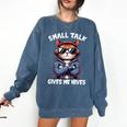 Anti Social Anxiety Mindfulness No Small Talk Introvert Cat Men Women Comfort Colors Sweatshirt Denim