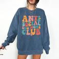 Anti Social Dog Moms Club Introvert Dog Mom Retro Men Women Comfort Colors Sweatshirt Denim