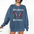 Antisocial Butterfly Aesthetic Introvert For Women Men Comfort Colors Sweatshirt Denim