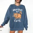 Anxious But Cute Anxiety Meme Cat Lover Introvert For Men Women Comfort Colors Sweatshirt Denim Anxious But Cute Anxiety Meme Cat Lover Introvert For Men Women Comfort Colors Sweatshirt Denim