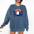 Awkward But Loyal Penguin Synthwave Vapowave Introvert Comfort Colors Sweatshirt Denim
