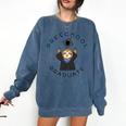 Boys Girls Preschool Graduate Sloth Graduation Cap Comfort Colors Sweatshirt Denim