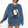 Cat With Coffee On Computer Go Away I'm Introverting Comfort Colors Sweatshirt Denim