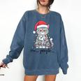 Cat Ew People Adult Humor Introvert Anti-Social Comfort Colors Sweatshirt Denim
