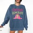 Certified Homebody Trendy Frog Introvert Comfort Colors Sweatshirt Denim