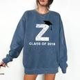 Class Of 2018 Last Name Letter Z Graduation Comfort Colors Sweatshirt Denim