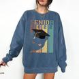Class Of 2022 Graduation Cat Seniors Grad Comfort Colors Sweatshirt Denim