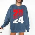 Class Of 2024 High School Senior Graduation Red Sports Style Comfort Colors Sweatshirt Denim