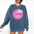 Class Of 2024 Senior Pink Retro Classic Girl Grad Graduation Comfort Colors Sweatshirt Denim