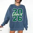 Class Of 2026 Graduation Varsity Green And On The Back Comfort Colors Sweatshirt Denim