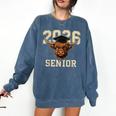 Class Of 2026 Highland Cow Senior Graduation School Pride Comfort Colors Sweatshirt Denim