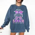 Class Of 2027 Senior Coquette Bow Messy Hair 26 Graduation Comfort Colors Sweatshirt Denim