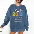 Class Of 2035 Grow With Me Checklist Graduation Comfort Colors Sweatshirt Denim