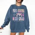 Colorful Proud Grandma 2024 NICU Graduate Baby Graduation Comfort Colors Sweatshirt Denim
