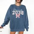 Coquette Bow Preppy Class Of 2038 Girly Girl 2038 Graduation Comfort Colors Sweatshirt Denim