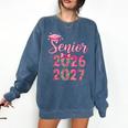 Coquette Pink Bow Flowers Senior 2026 2027 Graduation Comfort Colors Sweatshirt Denim