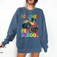 I Crushed Pre-K Monster Truck Graduation Preschool Grad 2025 Comfort Colors Sweatshirt Denim