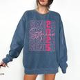 Cute Girls Women Class 2025 Graduation Senior Coquette Bow Comfort Colors Sweatshirt Denim