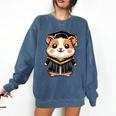 Cute Hamster Graduation Comfort Colors Sweatshirt Denim