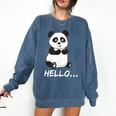 Cute Introvert Vibes – Panda Hello & Goodbye Comfort Colors Sweatshirt Denim Cute Introvert Vibes – Panda Hello & Goodbye Comfort Colors Sweatshirt Denim