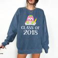 Cute Pink School Owl Class Of 2018 Graduation Comfort Colors Sweatshirt Denim