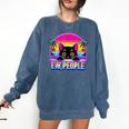 Ew Cat Misanthrope Introvert Synthwave 80s Comfort Colors Sweatshirt Denim Ew Cat Misanthrope Introvert Synthwave 80s Comfort Colors Sweatshirt Denim