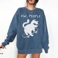 Ew People Cat Skateboard Introvert Sarcastic Humor Comfort Colors Sweatshirt Denim