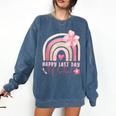 Fun Happy Last Day Of School Girl Student Graduation Rainbow Comfort Colors Sweatshirt Denim