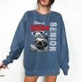 Fun Trendy UFO Sloth Graduation Class Of 2024 Senior Comfort Colors Sweatshirt Denim