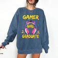 Gamer Girl Graduate Shirt Girls Kids Gamer Graduation Comfort Colors Sweatshirt Denim