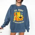 Go Away I'm Introverting Cat Coffee Headphones Comfort Colors Sweatshirt Denim