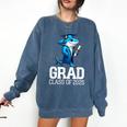 Grad Class Of 2025 Boys Shark Graduation Graduated Comfort Colors Sweatshirt Denim