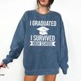 I Graduated I Survived High School Graduation Comfort Colors Sweatshirt Denim
