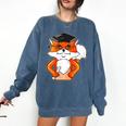 Graduation Fox School Bachelor Master Doctor Study Comfort Colors Sweatshirt Denim