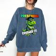 Graduation Preschool Dinosaur T Rex Crushed It Boys Grad Comfort Colors Sweatshirt Denim