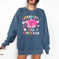 Happy Last Day Of School Coquette Bow Graduation Girls Kids Comfort Colors Sweatshirt Denim