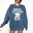 Hustle Graduate Now Slay MBA PhD Graduation Party Comfort Colors Sweatshirt Denim