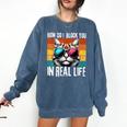 Introvert Cat How Do I Block You Retro Cat Sarcastic Men Women Girls Comfort Colors Sweatshirt Denim