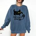 Introvert Energy Cat Love Cat Meme Comfort Colors Sweatshirt Denim