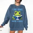 Introvert Herpetologists Amphibian Frog Lover Comfort Colors Sweatshirt Denim