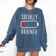 Introvert Socially Drained Battery Comfort Colors Sweatshirt Denim Introvert Socially Drained Battery Comfort Colors Sweatshirt Denim