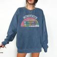 Introverted But Willing To Discuss Cats Rainbow Comfort Colors Sweatshirt Denim