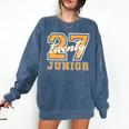 Junior Class 2027 Graduation Back To School Orange Letters Premium Tri-Blend Comfort Colors Sweatshirt Denim