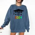 K -12th Grade Hand Prints Space Graduation Class Of 2034 Comfort Colors Sweatshirt Denim