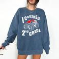 Kids I Crushed 2nd Grade Monster Truck School Graduation Comfort Colors Sweatshirt Denim