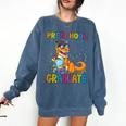 Kids Preschool Graduate Dinosaur Trex Preschool Graduation Comfort Colors Sweatshirt Denim