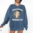 Kids Kids Preschool Nailed It Sloth Graduation Comfort Colors Sweatshirt Denim
